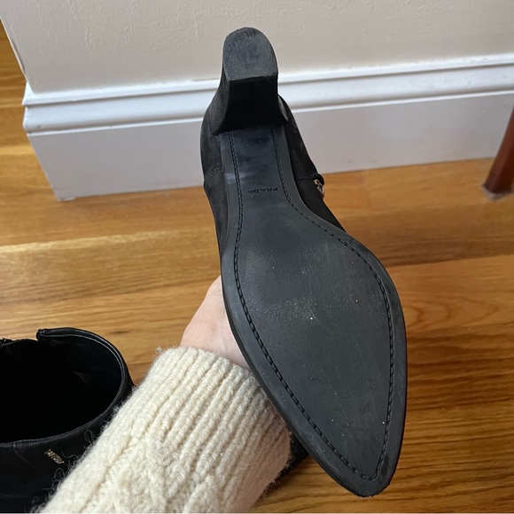 Prada Black Leather Heeled Ankle Boots - Picture 8 of 15